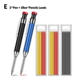 thumbnail image 1 of Hand Tool Metal Carpenter Pencil With Refill Built-In Sharpener For Deep Hole Marker Draw On Metal Plastic Glass Wood Paper, 1 of 6