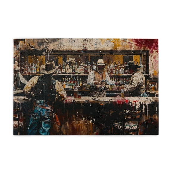1000 PCS Jigsaw Puzzles 1000 Pieces Cowboys Taverns,Challenging Brain Exercise,Exquisite Cowboys Taverns Wooden Puzzle 1000 Piece,High Difficulty Puzzle,For Puzzle Lovers,Stunning Artwork Of Adults