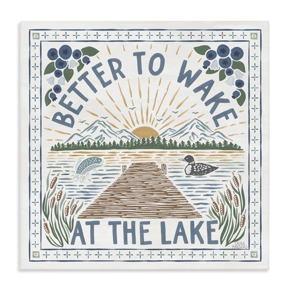 Stupell Industries Coastal Wake at Lake Phrase Canvas Art, 17 x 17, by Laura Marshall