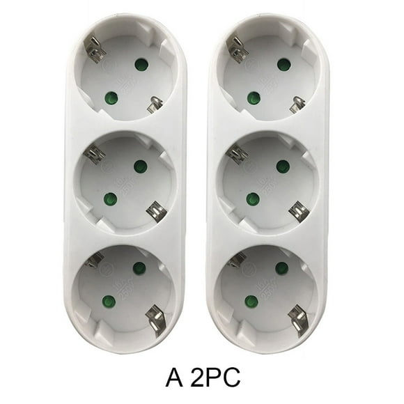2pcs Portable 16A 250V EU Plug 1 to 3 Socket Adapter Converter Fire Retardant ABS Sockets
