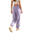 thumbnail image 5 of Women Cable Fleece Jogger Sleep Pants Elastic Drawstring Waist Soft Warm Loose Breathable Solid Loungewear Bottoms Timeless Basic Pajama Pants for All Age Ladies, 5 of 6
