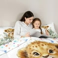 thumbnail image 5 of Feelyou Kawaii Wildlife Leopard Queen Comforter Set, Green Eucalyptus Leaves Bedding Sets, Cartoon Cheetah Reversible Bedding Comforter Set, Microfiber Bedroom Decor, 3-Piece, 5 of 8