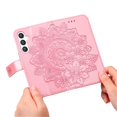 thumbnail image 5 of For Samsung Galaxy S24 6.2" Seven Petal Flower Embossed Strong Magnetic Attachment/Closure, Card Slots/Pocket, PU Leather Flip Wallet Case With Hanging Rope,Pink,For Galaxy S24 (5G), 5 of 7