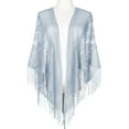 thumbnail image 2 of INSPIRE CHIC Shawls and Wraps for Evening Dresses, Lace Mesh Fringe Triangle Scarves with Tassels for Women Wedding Formal Party 74.8x28.3" Gray, 2 of 5