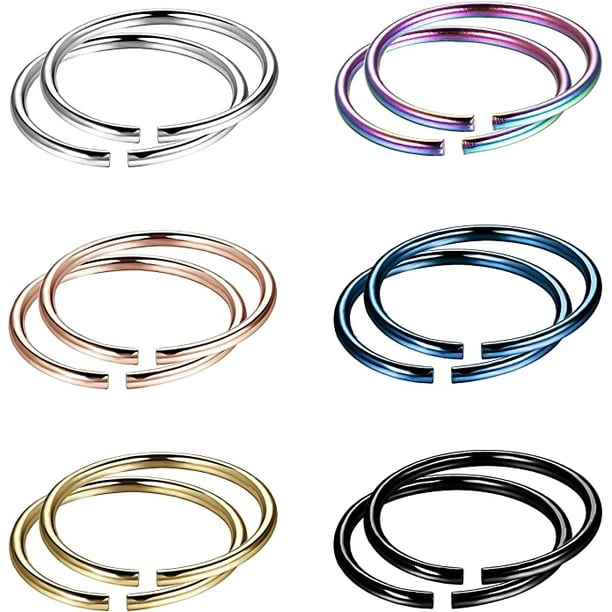 Shao5man Fibo Steel 18 20g 5 24pcs Stainless Steel Body Jewelry Piercing Nose Ring Hoop Nose Piercing Other