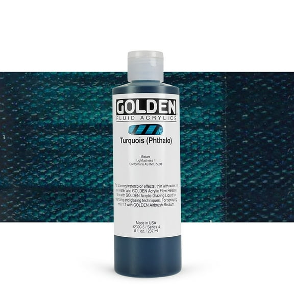 Golden Fluid Acrylic Paint, 8 oz, Turquois (Phthalo)