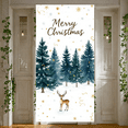 thumbnail image 5 of Watercolor Design Merry Christmas Banner Green Pine Trees Christmas Display Reindeer Pattern Snowflake Decor Xmas Background for Christmas Party Holiday Decoration Indoor Celebration, 5 of 9
