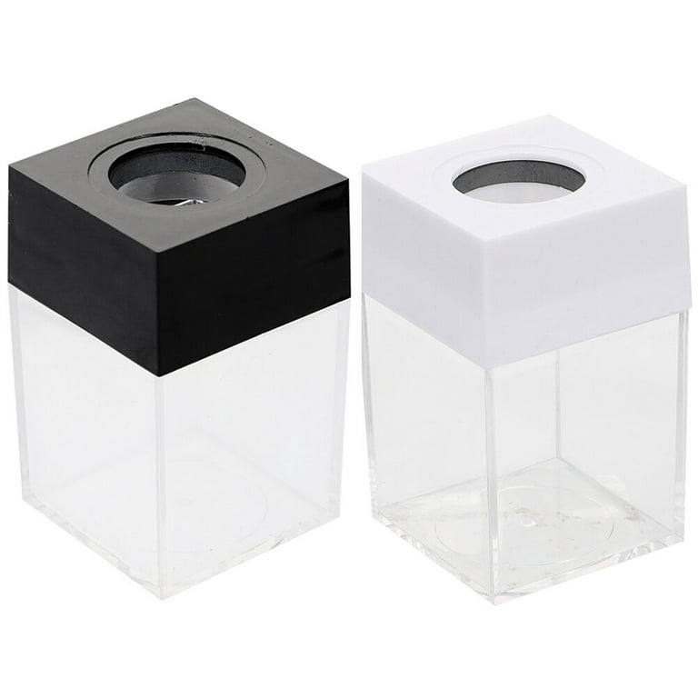 NUOLUX 2Pcs Magnetic Paper Clip Dispenser Holders Square Office Paper Clip  Holder 