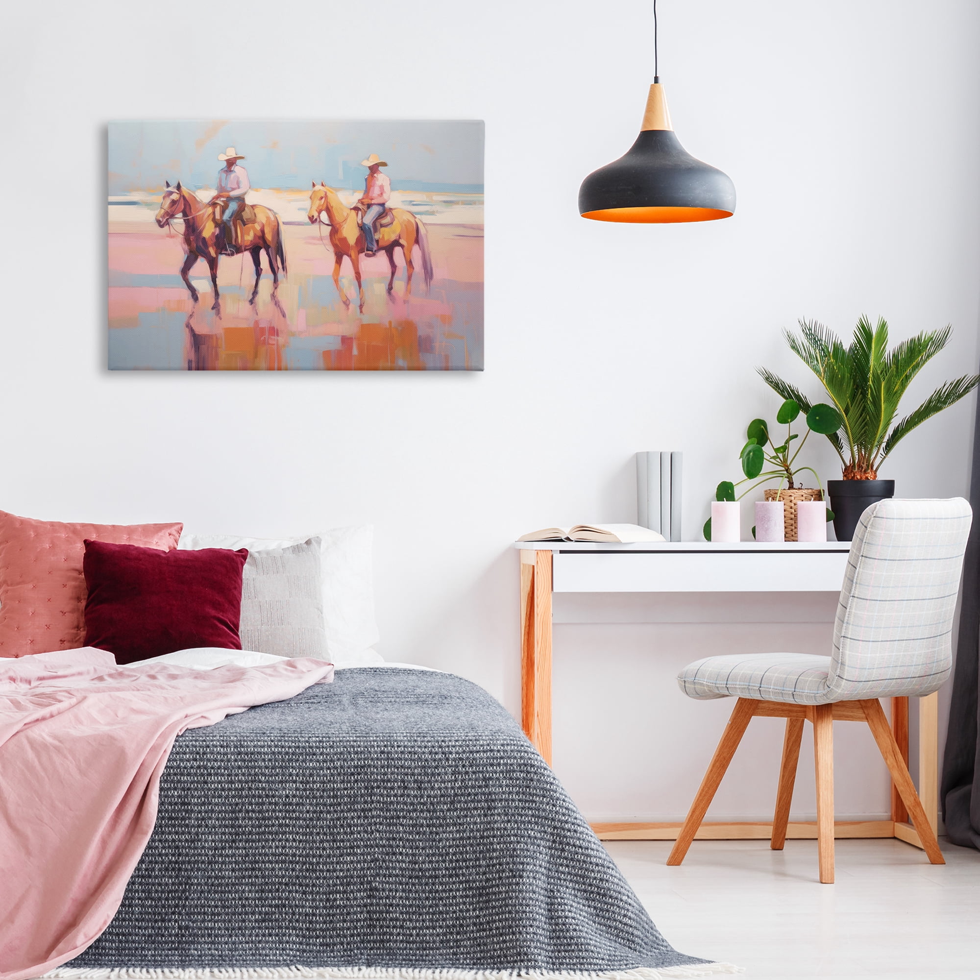 Stupell Industries Two Cowboys in Creek People Painting Wrapped Canvas Art Print Wall Art, 36 x 24