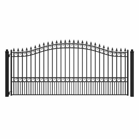 ALEKO Single Swing Steel 14 x 6 feet Black Driveway Gate London Style