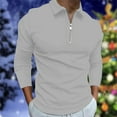 thumbnail image 2 of XFLWAM Men's Fashion Polo Shirts Long Sleeve Knit Stretch Tshirt Casual Stylish Workout V Neck Collared Slim Fit Muscle Tops Gray M, 2 of 8