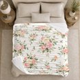 thumbnail image 4 of Soft Pink Rose Bouquets With Green Foliage, Cozy Flannel Blanket with Romantic Floral Watercolor Print, Housewarming Gift for Rose Garden Enthusiasts, Home Decor for Bedroom and Living Room, 4 of 7