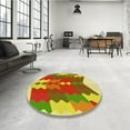 thumbnail image 4 of Ahgly Company Machine Washable Indoor Round Transitional Chameleon Green Area Rugs, 4' Round, 4 of 7