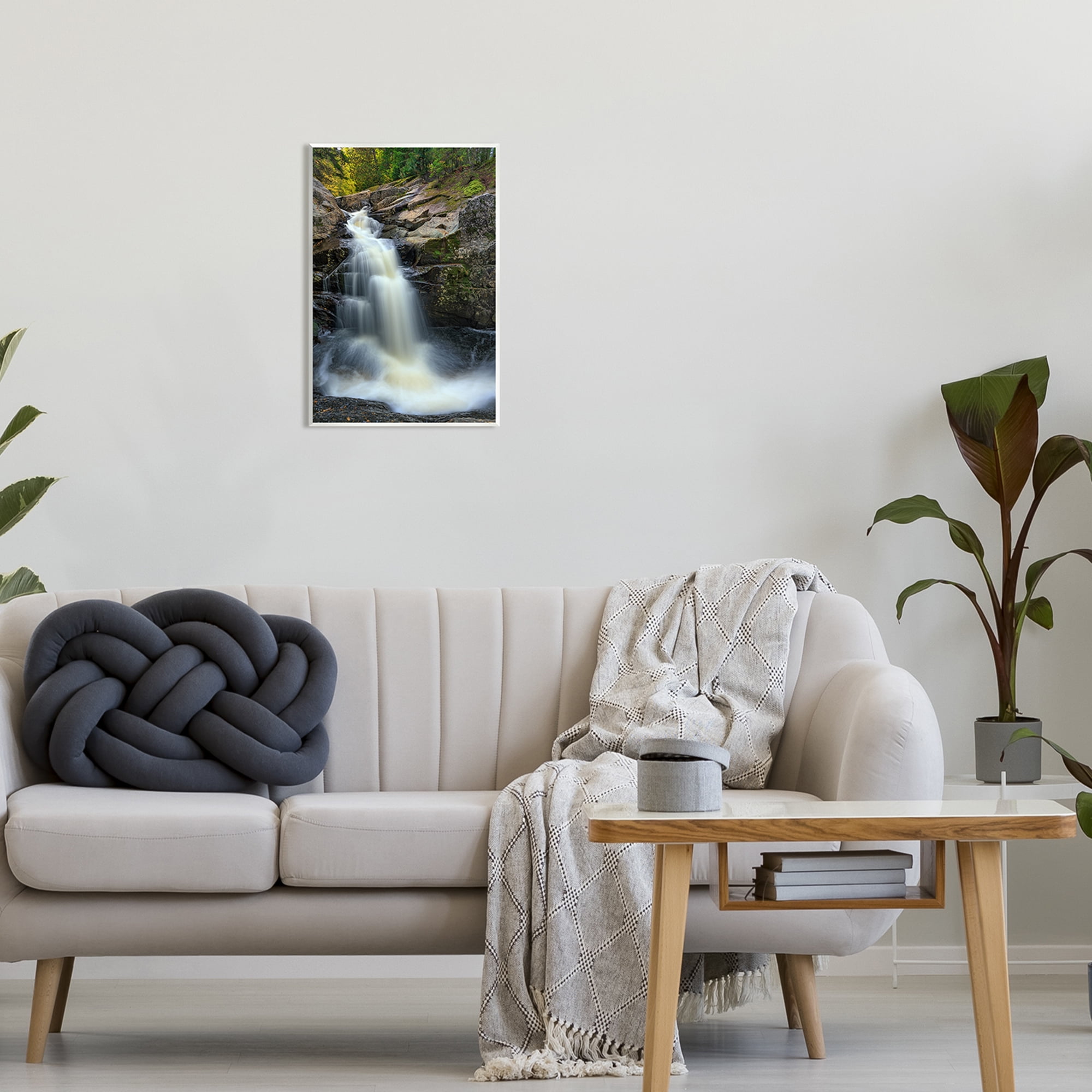 Stupell Peaceful Waterfall Splashing Rocks Landscape Photography Wall Plaque Unframed Art Print Wall Art