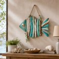 thumbnail image 6 of Rustic Wooden Fish Wall Decor Coastal Boho Home Accent Handcrafted Dolphin Art for Living Room Bedroom Bathroom Beach House Nautical Sea Glass Style Teal White Distressed Finish, 6 of 9