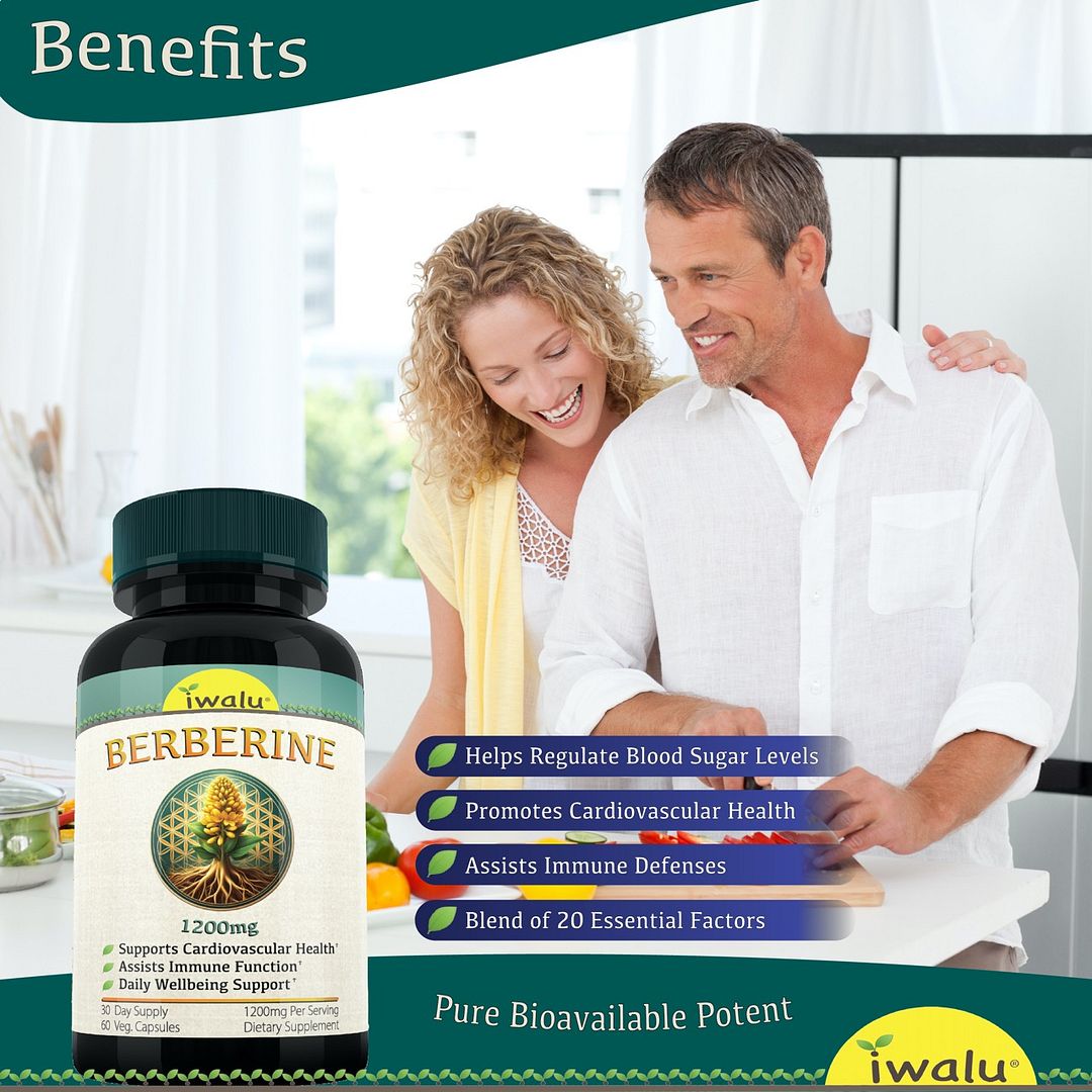 Iwalu Berberine Complex 1200mg | Metabolic Balance & Digestive Wellness | 60 Vegan Capsules | NSF Certified & USA Made