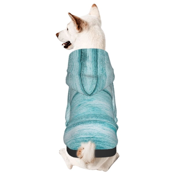 Fotbe Teal Turquoise Wood Sudadera con Estampado para Perros Pequeños – Suéter con Capucha para Mascotas, Tela Suave de Forro Polar con Bolsillo-X-Large