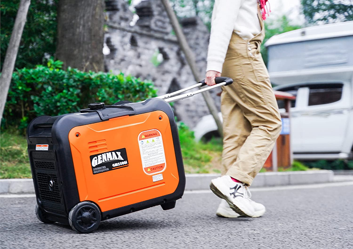 GENMAX Portable Inverter Generator，5500W Ultra-quiet Gas Engine with Electric Start, EPA Compliant, Eco-Mode Feature, Ultra Lightweight for Backup Home Use & Camping (GM5500i)