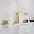 thumbnail image 3 of Waterfall Bathroom Faucet for Sink 3 Hole Widespread with 2-Handle in Gold / Black Brushed Gold Brass Finish, Brushed, Gold Finish, 3 of 5