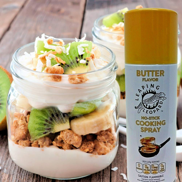 Leaping Leopard Butter Flavor Cooking Spray Sugar Calories and Sodium Free  Perfect for Healthy Keto Snacks Grilling and Seasoning Coat Pan and Dishes  for Easy and Non-Stick Cooking 4.4oz. 2 Packs 