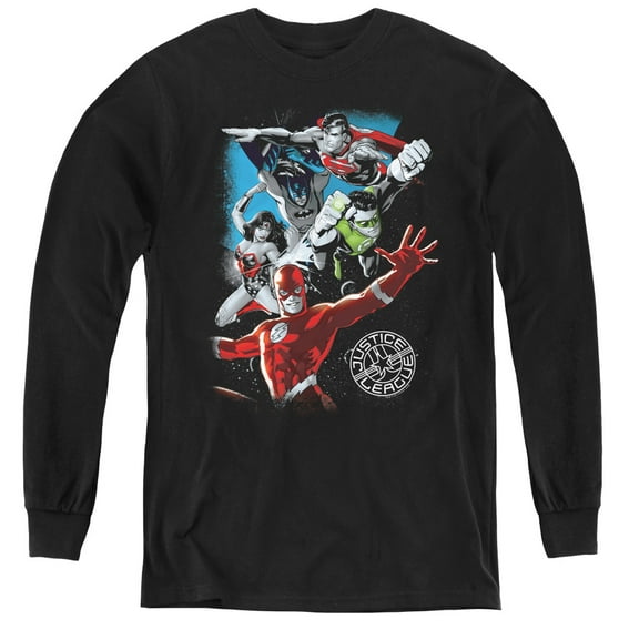 Jla - Galactic Attack - Youth Long Sleeve Shirt - Large