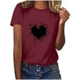 thumbnail image 2 of Itsame Summer Casual Loose T-Shirt for Womens Printed Oversized Short Sleeved Tops Relaxed Round Neck Blouses Wine Size 3XL, 2 of 6