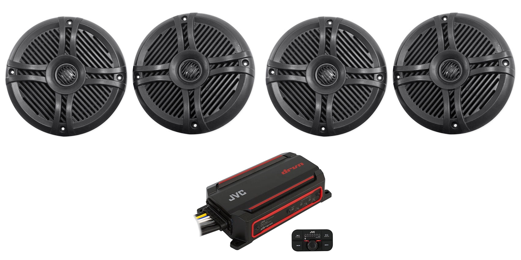 JVC KSDR2104DBT 600w 4Channel ATV/UTV Amplifier+(4) Rockville 6.5
