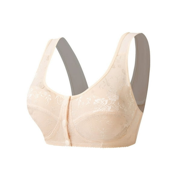 WNEGSTG Beige Wireless Bras for Women, High Support Bras for Women Adjustable Strap Full Coverage Up Bras Comfortable No Underwire Wireless Bras, 42