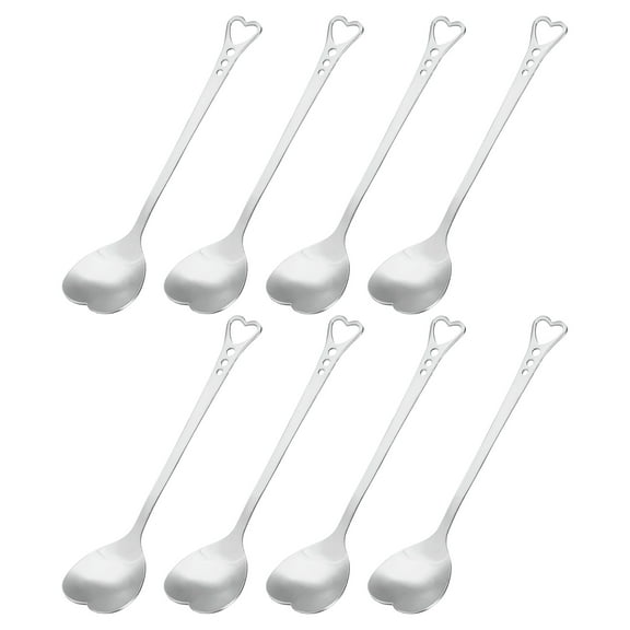 Uxcell 8Pack 5.7" Stainless Steel Heart Shape Spoons Coffee Spoon Teaspoon, Silver