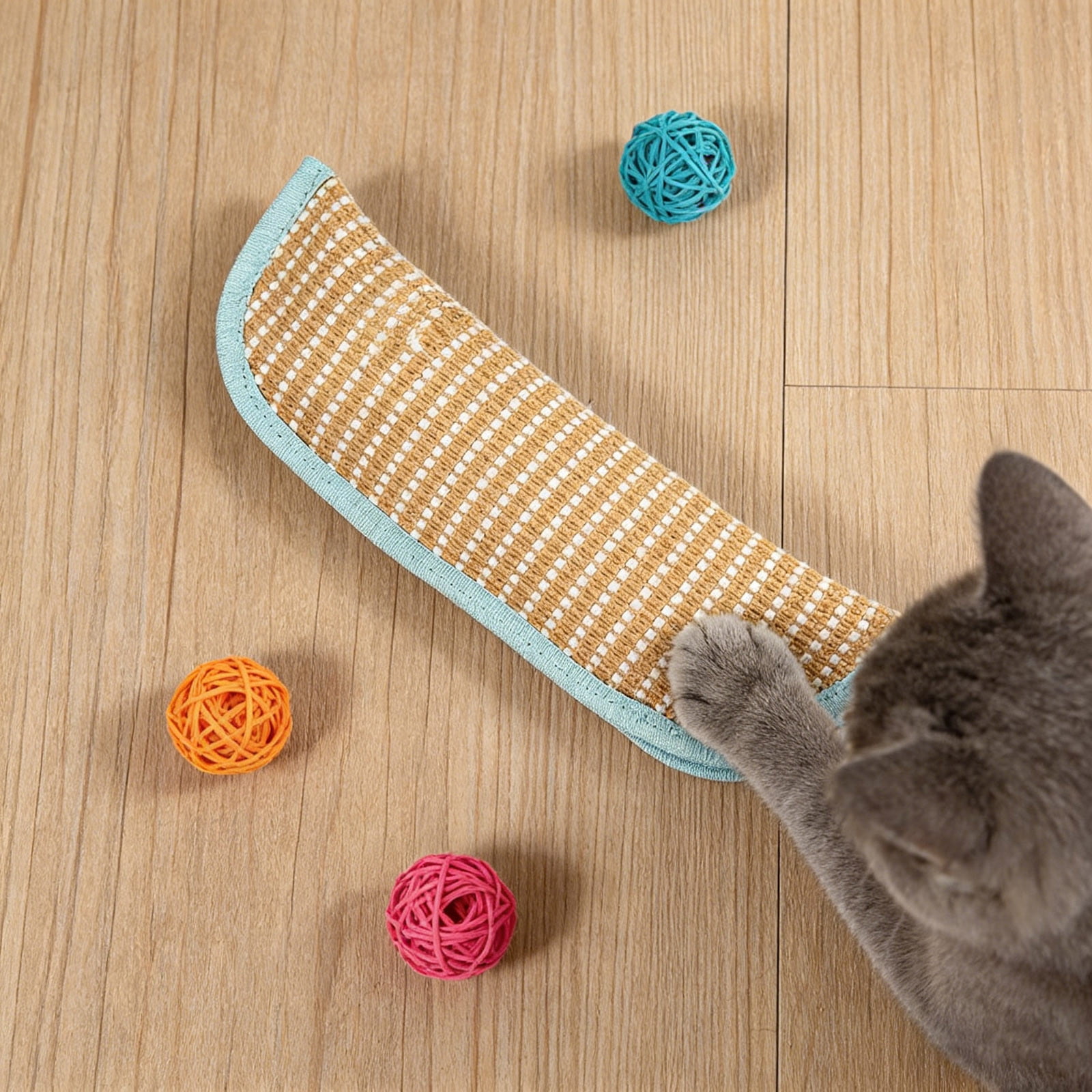 Interactive Cat Tunnel with Inside Sisal Scratching Pad for Indoor Felines Natural Chewing Teething Toy
