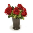 thumbnail image 1 of Red Roses & Green Hydrangeas in Bronze Mint Julep Cup, 1 of 1
