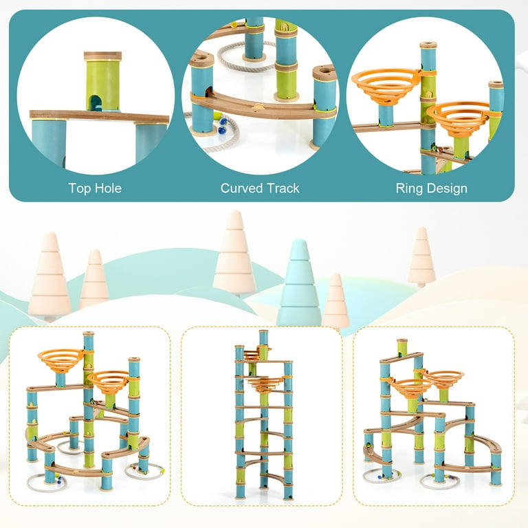 Costway Wooden Marble Run Construction 162PCS STEM Educational