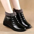 thumbnail image 2 of hopeusnice Women's Winter Boots Fuzzy Fleece Lined Warm Ankle Booties Slip On Plush Comfortable Non Slip Wedge Heel Shoes Black 39, 2 of 7