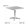 thumbnail image 4 of Pemberly Row Contemporary Aluminum and Steel 31.5" Square Bistro Table, 4 of 4