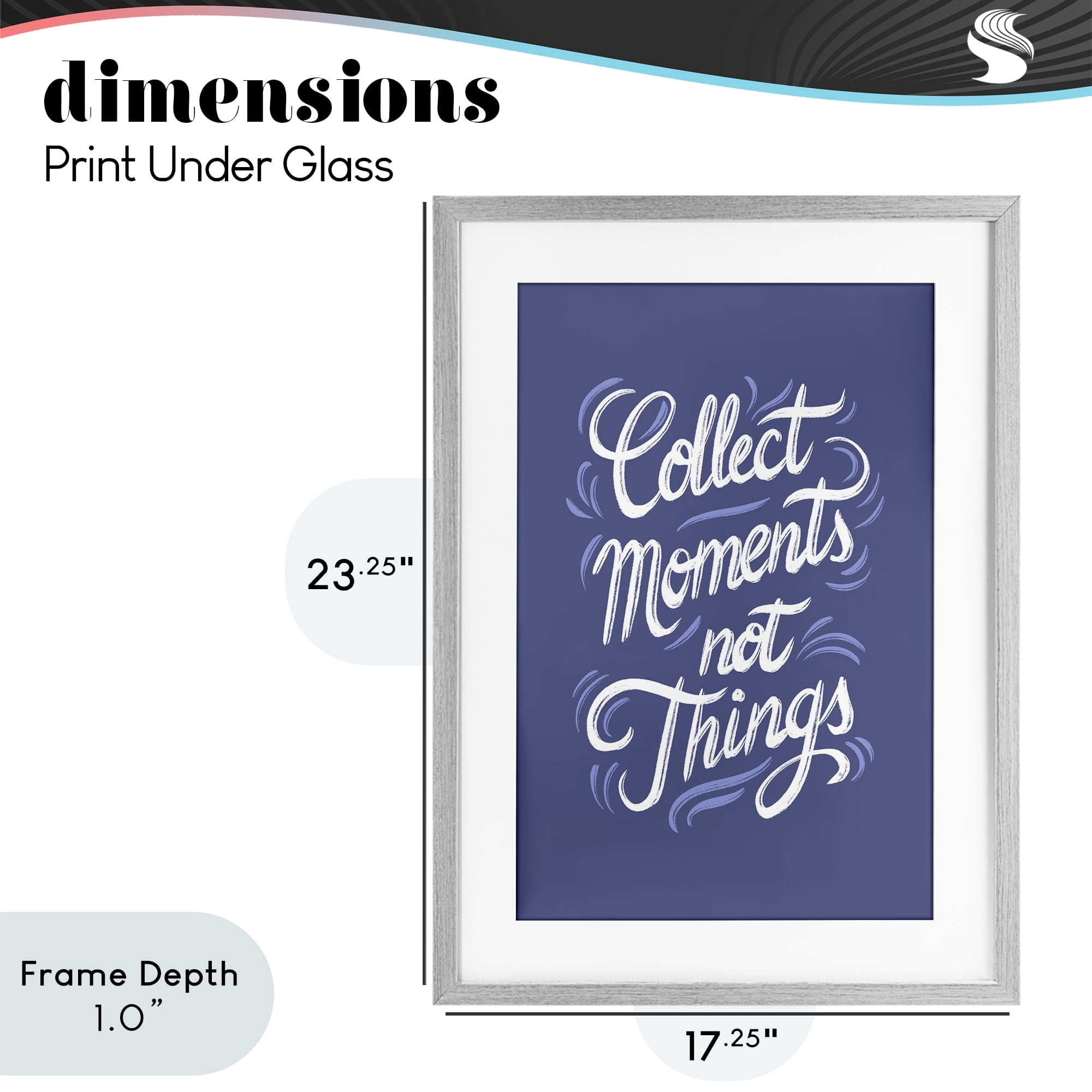 Stupell Industries Collect Moments Not Things Gray Framed Print Under Glass, design by Martina Pavlova