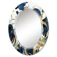 thumbnail image 2 of Designart "Abstract Pattern with Blue and Golden Textures XII" Minimalism Round Wall Mirror - Modern Oval Printed Decorative Oversized Mirror - Multiple Color Options, 2 of 4