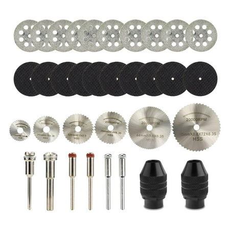 

Cutting Discs Set Drill Blade 34x Mini with Mandrels for Plastic Metal Stone