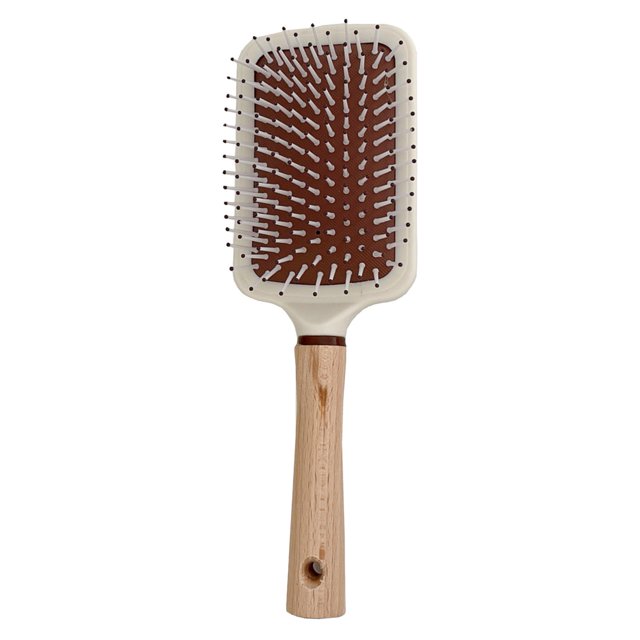Cushion Hair Brush Prevent Static Detangling Massage Brush with Wooden Handle, Gasbag Design, Anti Static Material, Perfect for Women, Safe to Use, Compact and Portable