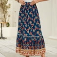 thumbnail image 4 of Zunfoe Boho Skirts for Women High Waist Maxi Beach Skirts Casual Summer A-line Long Skirt for Vacation Holiday Blue XL, 4 of 5