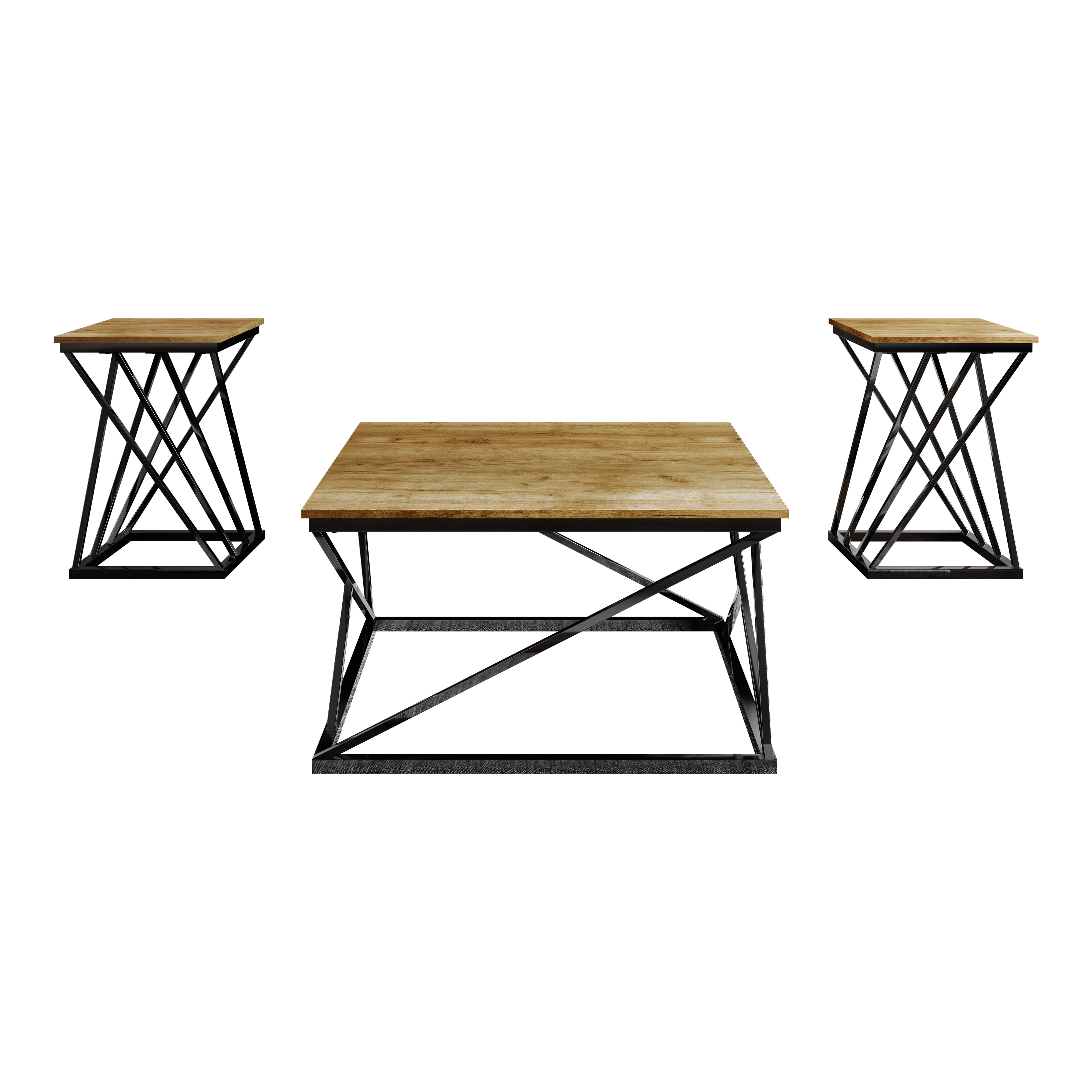 Castle Place Shabby Chic 3- Pieces Coffee Table Set, Light Oak