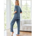thumbnail image 6 of Ekouaer Lounge Sets for Women Ribbed Pajama Set Short Sleeve Top and Long Pants Set with Pockets Sleep Set, 6 of 7