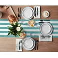 thumbnail image 3 of Table Runner Dresser Scarves 72 Inch Long, Summer Sea Aqua and White Stripe Linen Dining Table Runners Rustic Striped Texture Tabletop Scarf for Wedding Holiday Party Kitchen, 3 of 7