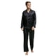 thumbnail image 1 of TONY & CANDICE Conjunto de pijama de satén clásico para hombre (XL, negro con ribete dorado), 1 of 5