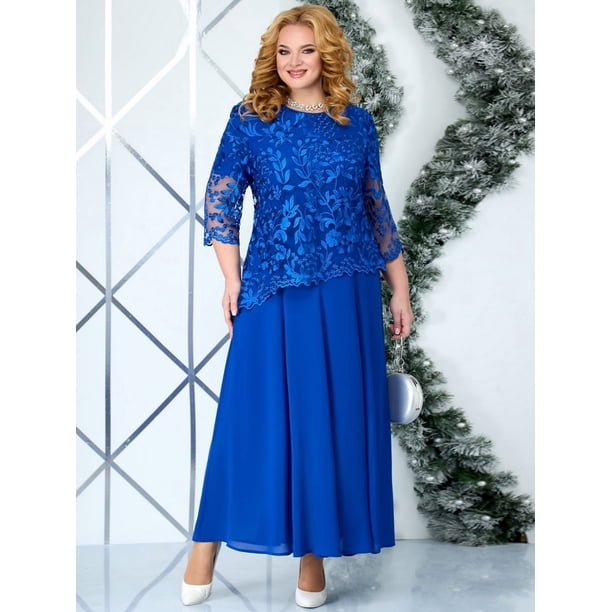 Plus Size Long Dresses Female Embroidery Floral Elegant Party Dresses Clothes for Chubby Big Size Women Clothing