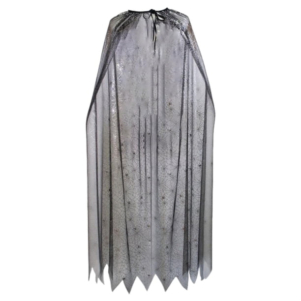 Capa de bruja, accesorio de cosplay, poncho gótico de mago para fiestas de adultos, celebración espeluznante Negro Plata