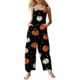 thumbnail image 2 of WTOBBY Women's Sleeveless Cotton Casual Jumpsuit featuring Halloween Print, Breathable and Lightweight for Warm Weather, Ideal for Relaxed Wear,SaffronL, 2 of 7