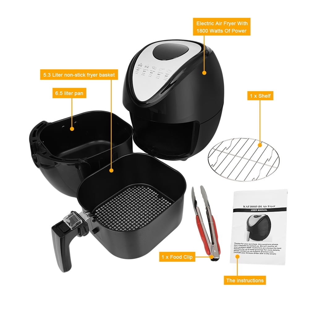 6.8QT 1800W Large Air Fryers with Digital Touch Screen Non-stick Basket US