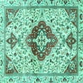 thumbnail image 1 of Ahgly Company Machine Washable Indoor Square Persian Turquoise Blue Traditional Area Rugs, 6' Square, 1 of 4