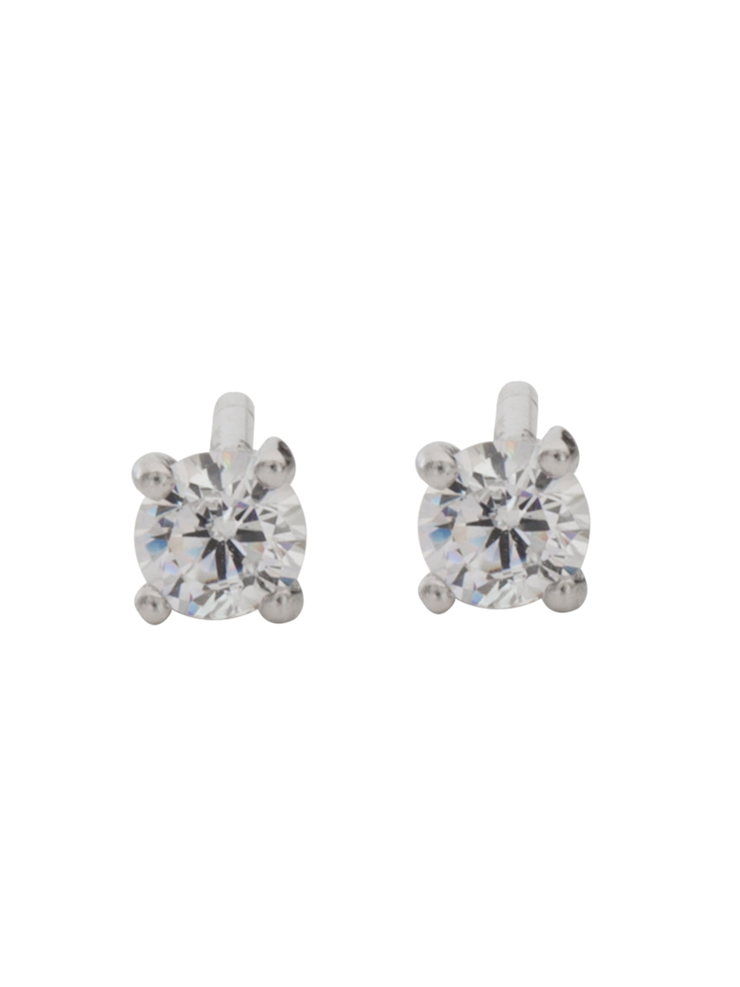 Brilliance Women's Sterling Silver Triangle, Round with Bar & Round Cubic Zirconia Earrings 3pc Set