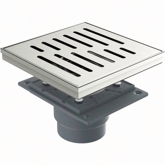 4 Inch Square Shower Drain 304 Stainless Shower Floor Drain And Shower Drain Cover Included Hair Catcher And Leveling Feet Brushed Nickel